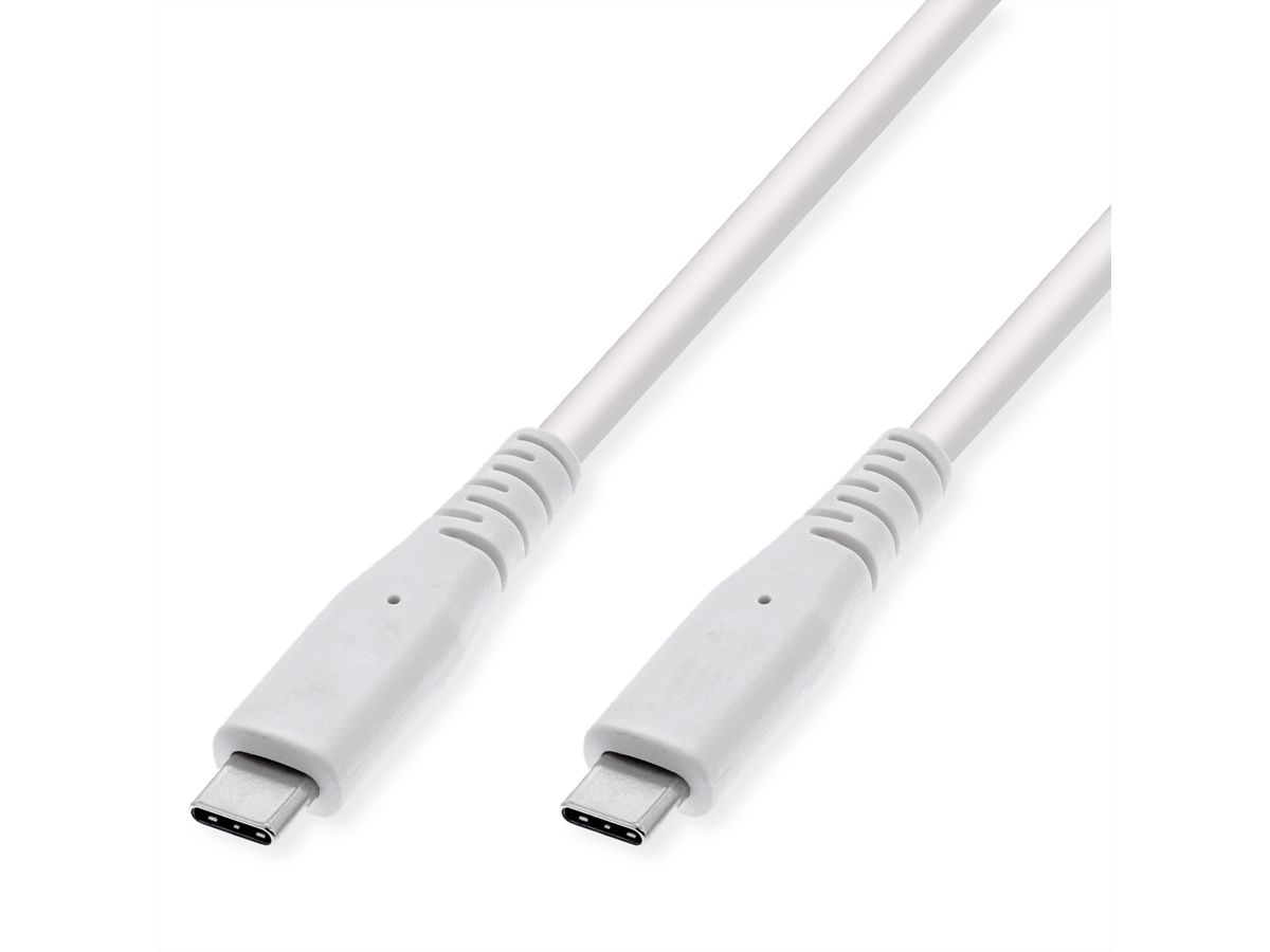 VALUE Câble compatible USB 3.2 Gen2, avec PD, C-C, M/M, 4K UHD-1, 10Gbit/s, Emark, 60W, blanc, 5 m
