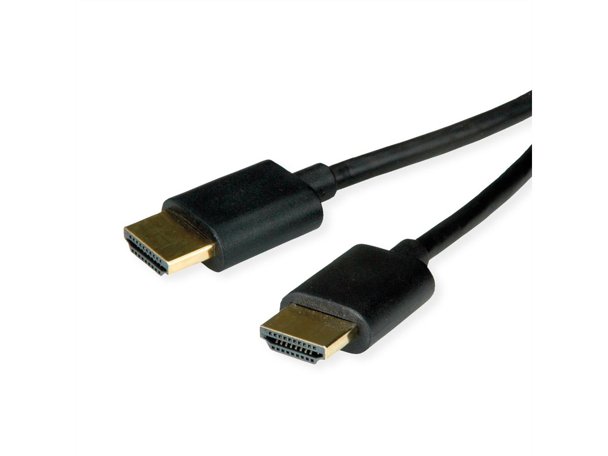 ROLINE HDMI High Speed Kabel mit Ethernet, Slim, ST-ST, schwarz, 3 m