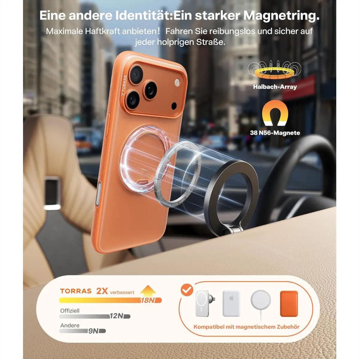 Torras UPRO Ostand Pro Case, iPhone 17 Pro Max, orange