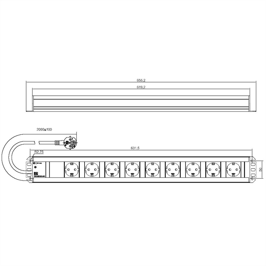BACHMANN Handwerkerleiste 9x Schutzkontakt, 2 m