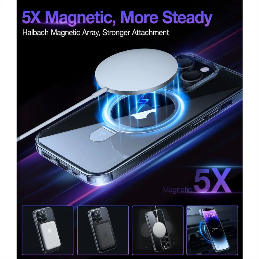 Torras UPRO Ostand Case, iPhone 15 Pro, MagSafe, transparent