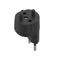 Adaptateur fixe D, prise de sécurité/CH, 2 pôles, T11, noir, Bulk