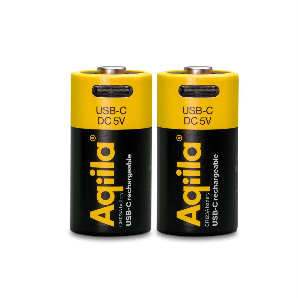 Aqiila USB-C Batterie CR123A 2x, 750 mAh, 3 V