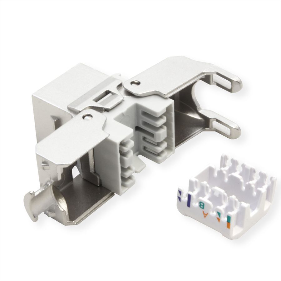 ROLINE Cat.6A (Class EA) Keystone, RJ-45, geschirmt, werkzeuglos, silberfarben