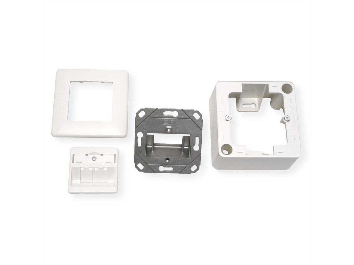 METZ CONNECT Keystone boîtier de raccordement montage en saillie 2 ports non équipé blanc pur