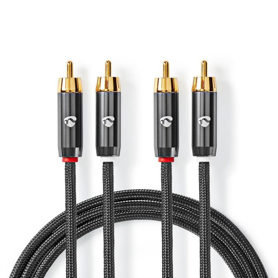 Nedis Stereo-Audiokabel, 2x Cinch, ST/ST, grau, 1 m