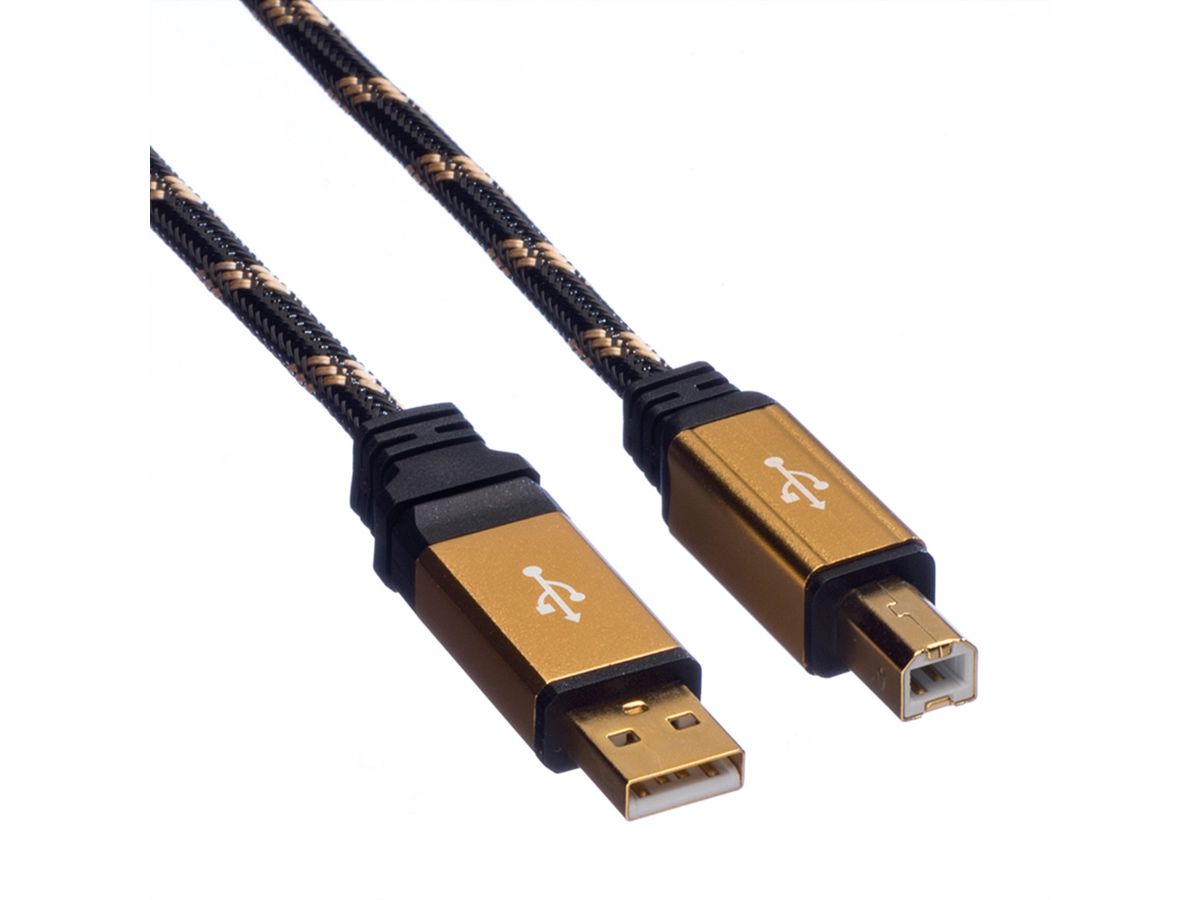 ROLINE GOLD Câble USB 2.0, type A-B, Retail Blister, 1,8 m