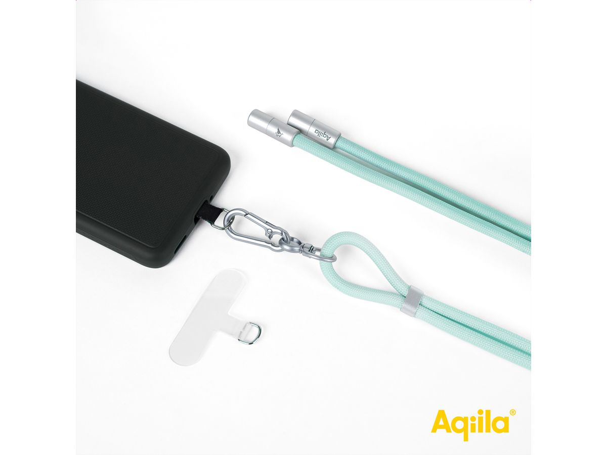 Câble de recharge et de synchronisation Aqiila Lanyard CC3, 60 W, type C vers type C, vert