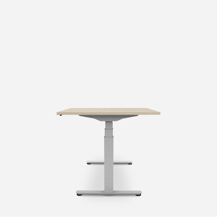 WRK21 Bureau Work 140 x 80 cm, Hauteur réglable, Mandal érable / Gris