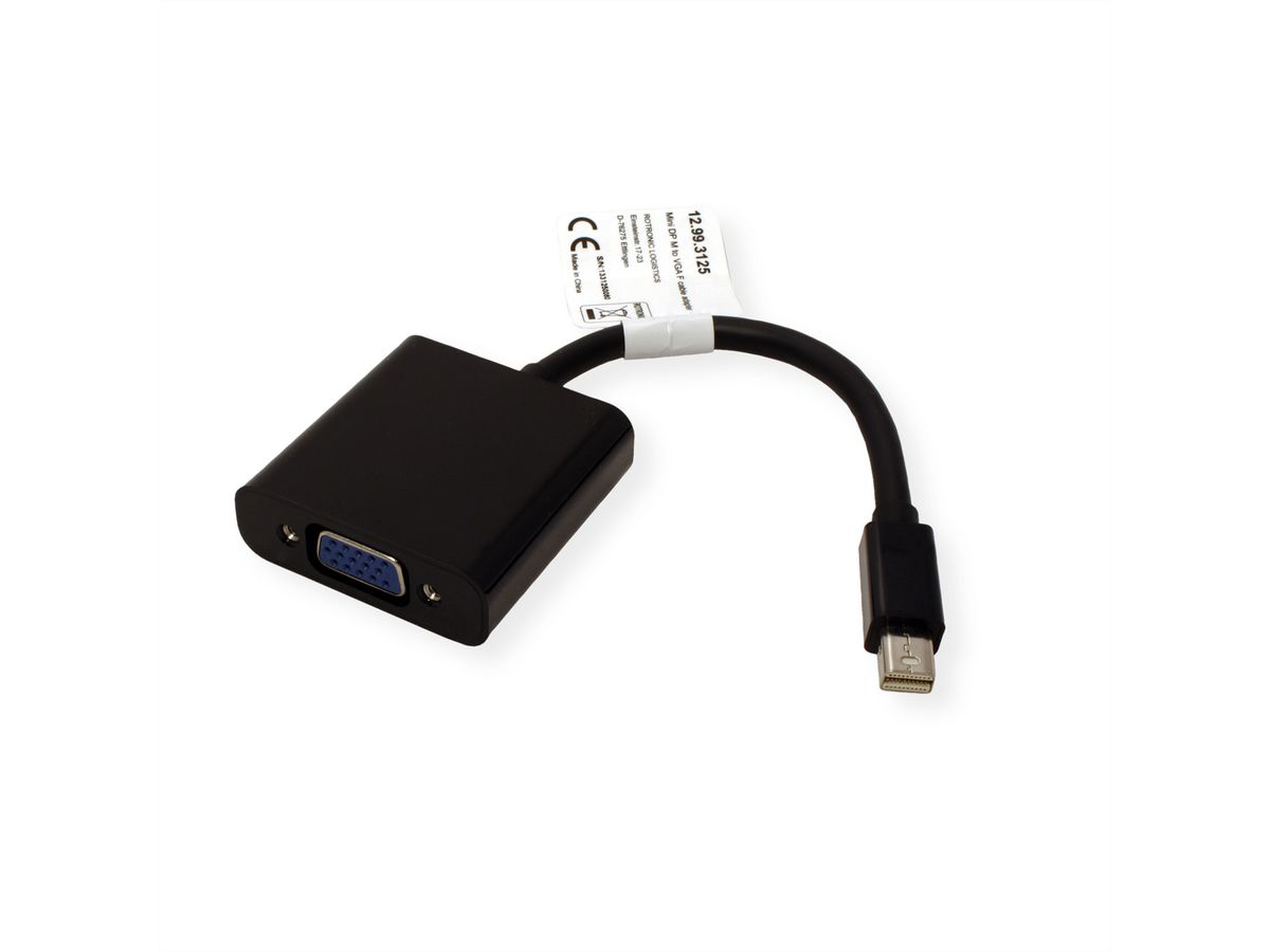 VALUE Mini DisplayPort-VGA Adapter, Mini DP ST - VGA BU, Aktiv