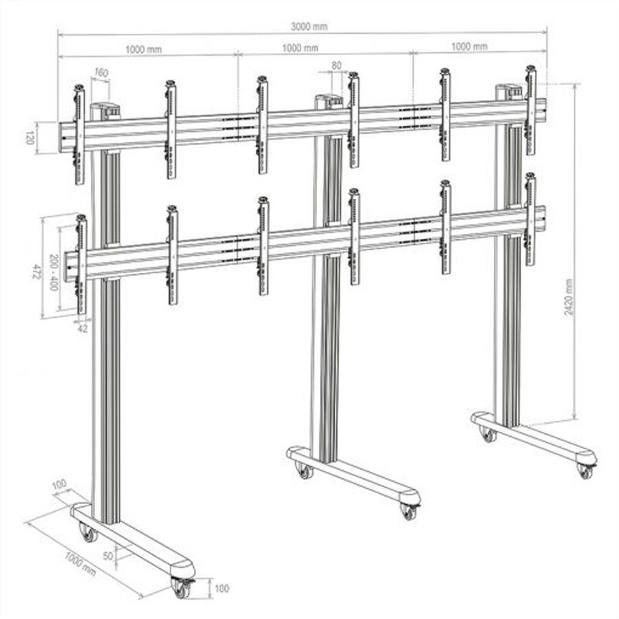 Hagor Wandhalterung HA-VWT 3 x 2 Landscape, Videowall-Trolley,