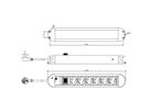 BACHMANN PRIMO Bâti de prises 6x contact de protection, aluminium, avec interrupteur, 1,75 m