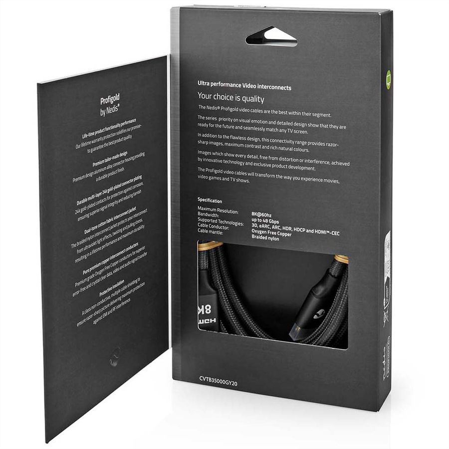 Nedis 8K HDMI Ultra HD Kabel, ST/ST, grau, 2m