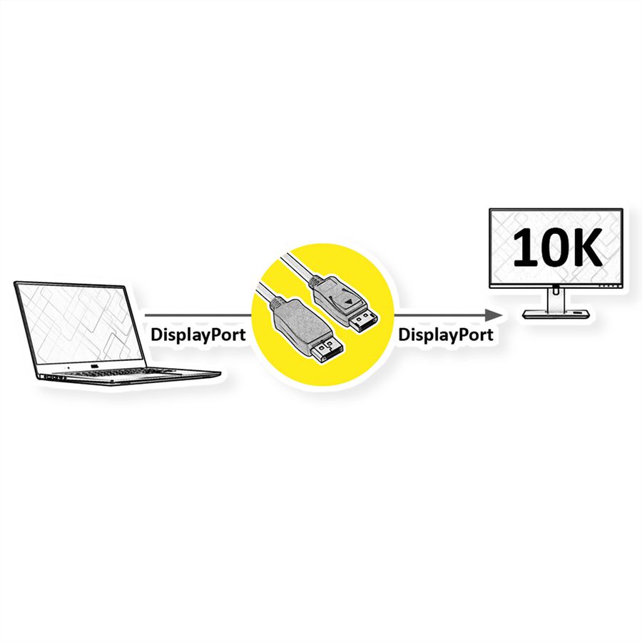 ROLINE GREEN Câble DisplayPort v2.0, 10K@60Hz, 54Gbit/s, UHBR13.5, DP M-M, noir, 2 m