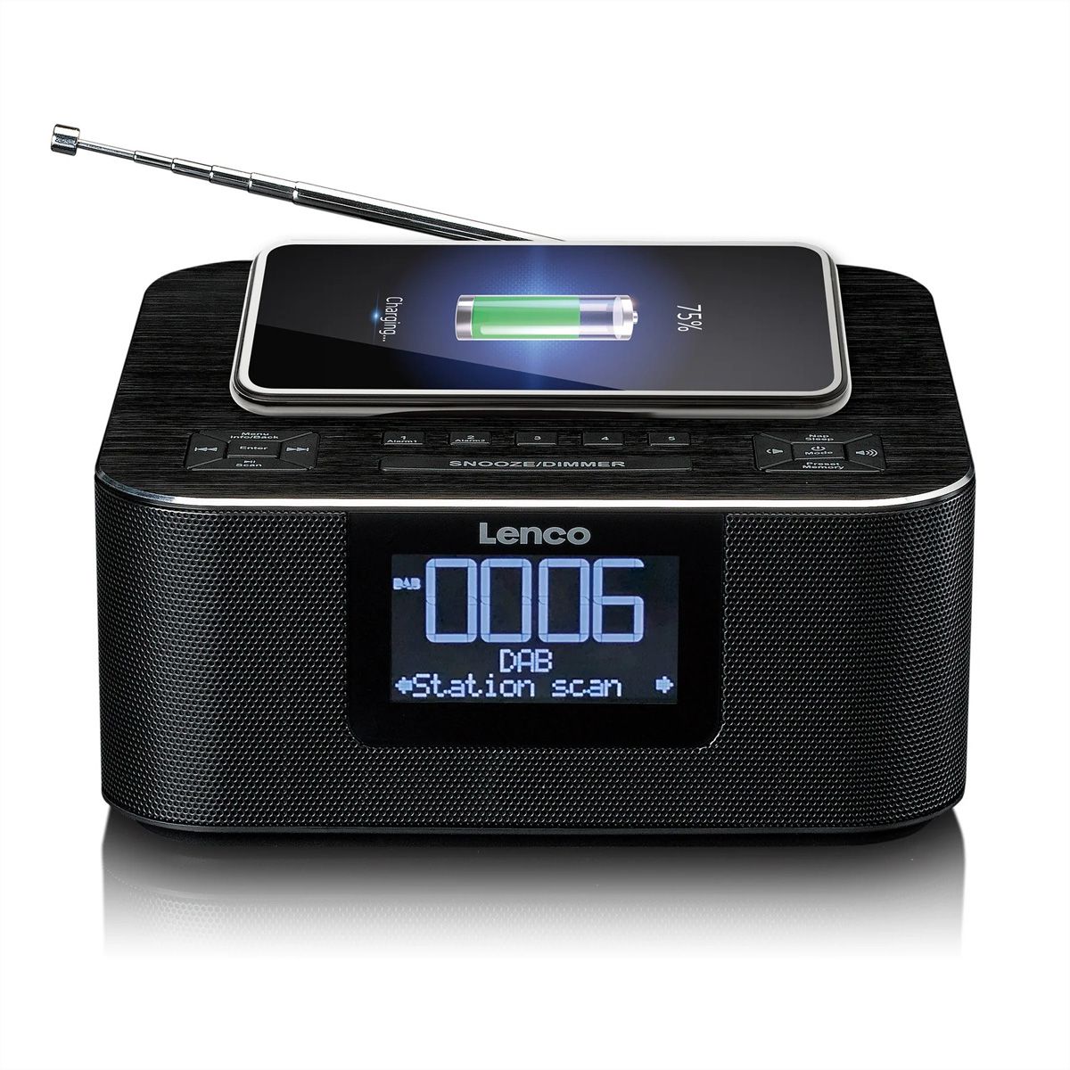 Lenco radio-réveil CR-650, DAB+, noir, BT et fonction de charge sans fil, noir