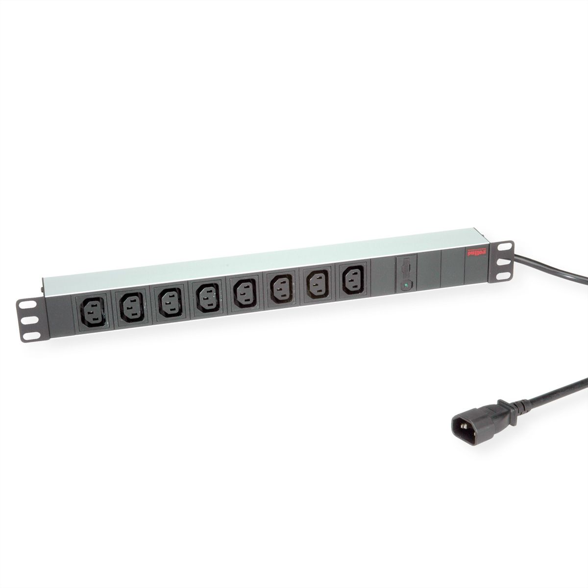 ROLINE 19-Zoll-Steckdosenleiste 8-fach C13 + C14-Stecker, 10A, silberfarben, 2 m