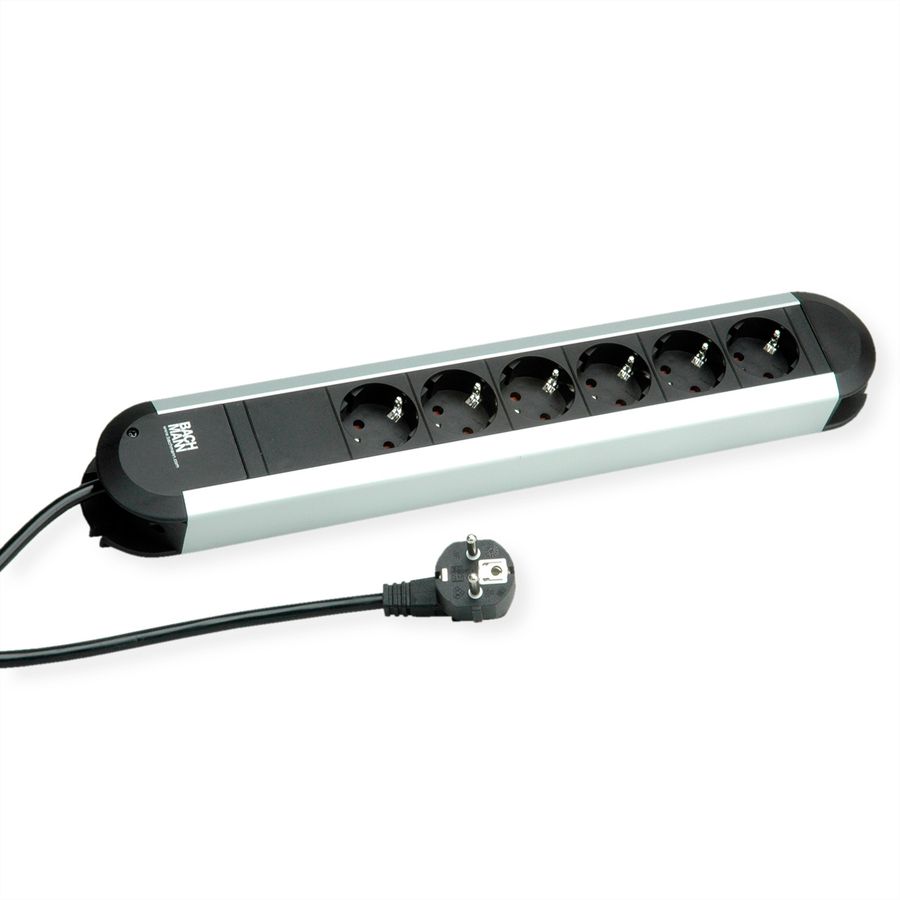 BACHMANN PRIMO Bâti de prises 6x contact de protection, aluminium, 1,75 m