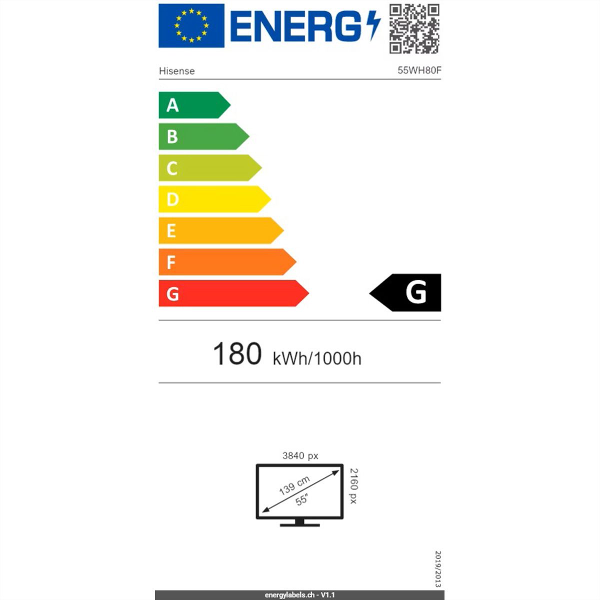 Hisense Semi-Outdoor Display 55WH80F, 55", 24/7, UHD, 4000cd/m²