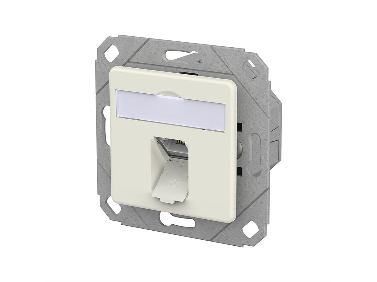 METZ CONNECT E-DAT C6A LSA++ Prise, 1 port, goulotte encastrée (UPk), blanc pur