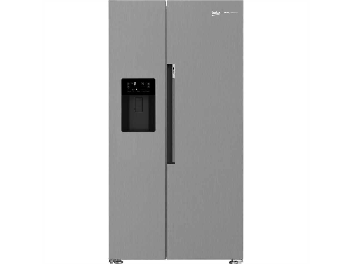 BEKO Side by Side GN162341PTCHN, 525l, No Frost, argent, Distributeur d'eau avec Ice