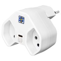 Steffen Mehrfachstecker Manta 2fach, 1xUSB-C, Dreh-Winkelstecker, weiss