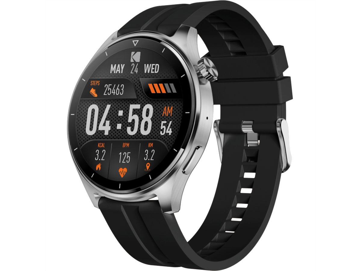 Kodak Smart Watch SW-7202, Silver case with Black band