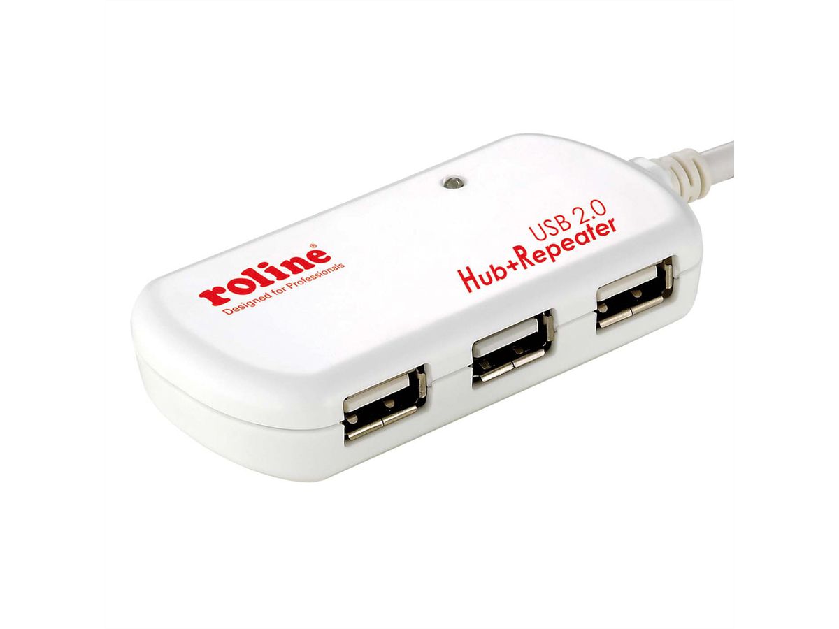 ROLINE Hub USB 2.0 4 ports avec Repeater, 12 m