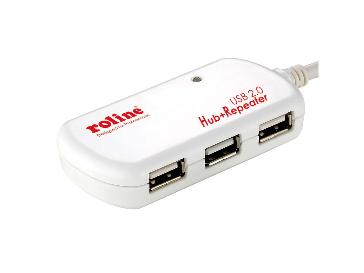 ROLINE USB 2.0 4-Port Hub mit Repeater, 12 m