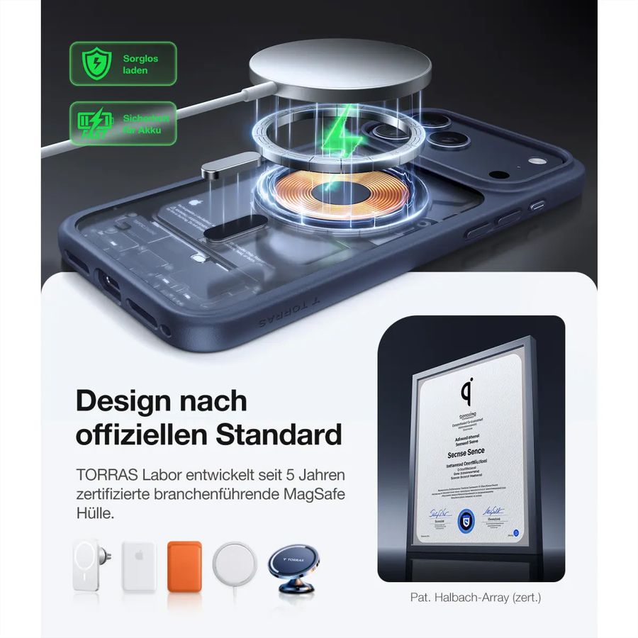 Torras Guardian Case , iPhone 15 Pro Max, MagSafe, bleu