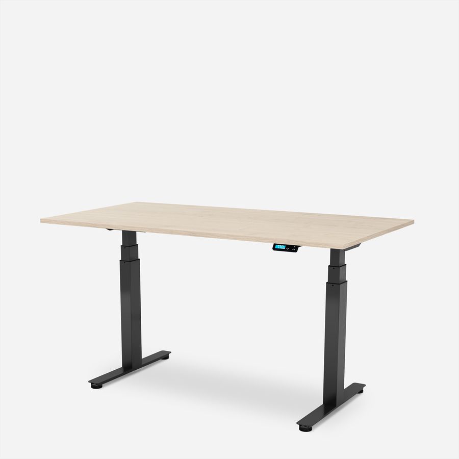 WRK21 Bureau Work 160 x 80 cm, Hauteur réglable, Mandal érable / Noir