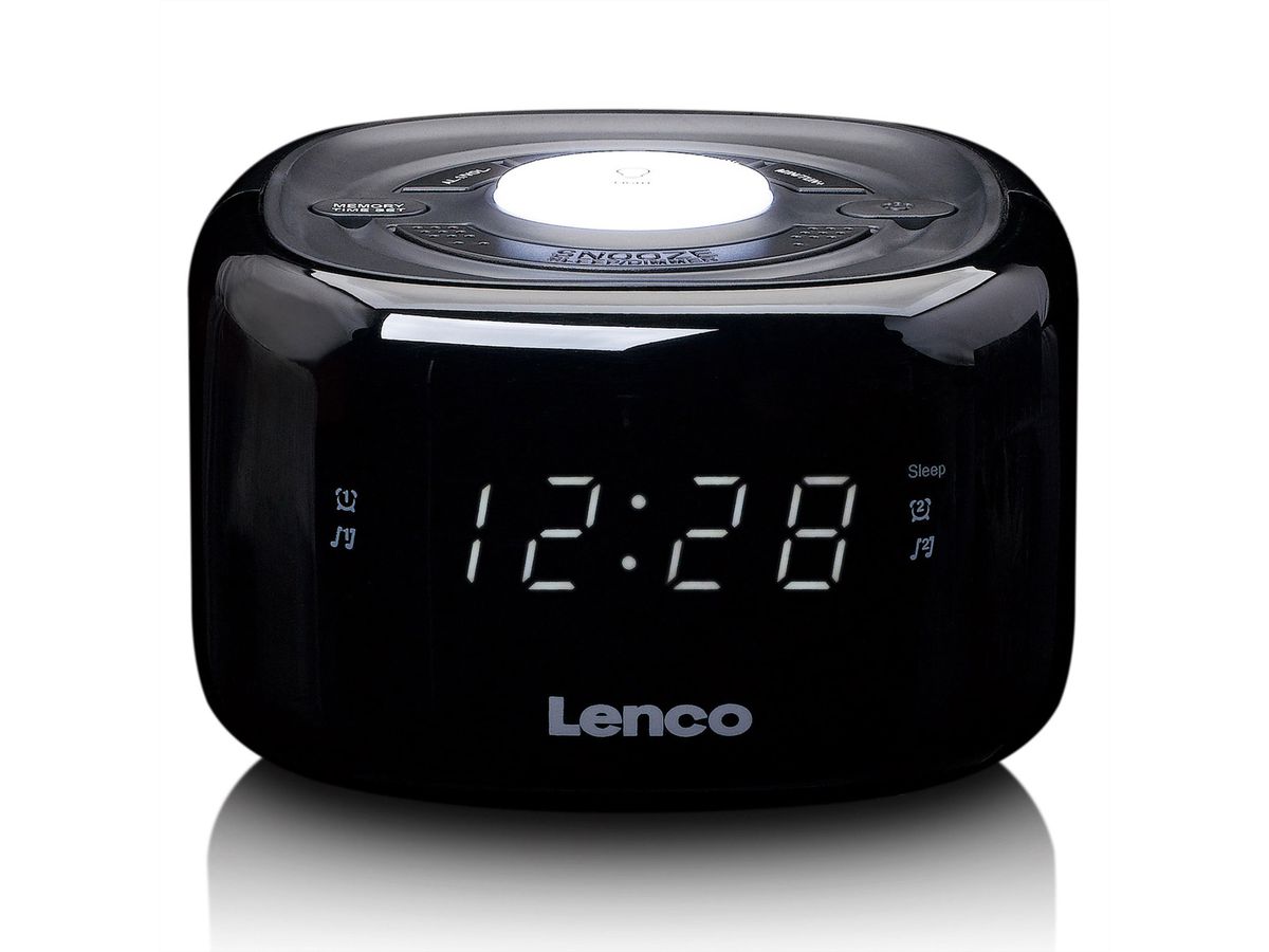 Lenco Radio-réveil, CR-12BK, noir, Radio FM, avec veilleuse