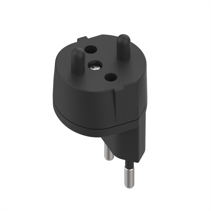Adaptateur fixe D, prise de sécurité/CH, 2 pôles, T11, noir, Bulk