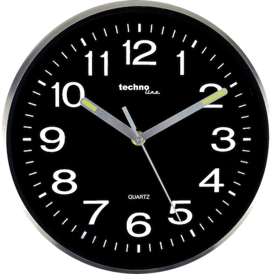 Technoline horloge murale WT7620 noir horloge à quartz, métal