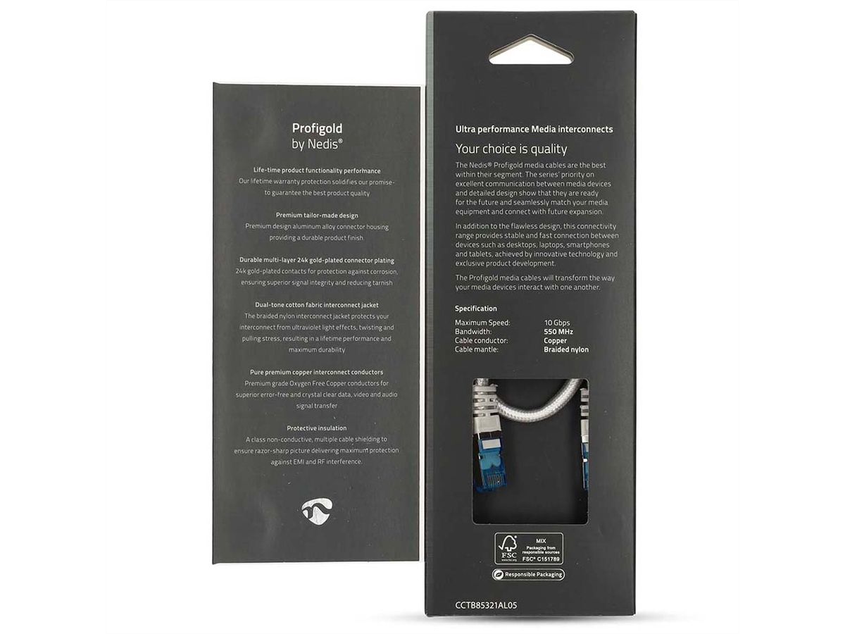 Nedis Patchkabel Cat.6A S/FTP, weiss, 0.5m