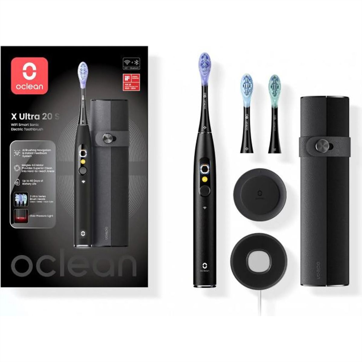 Oclean X Ultra 20 Set brosse à dents sonique vert, 84’000 mouvements/min, écran tactile intelligent, autonomie 40 jours
