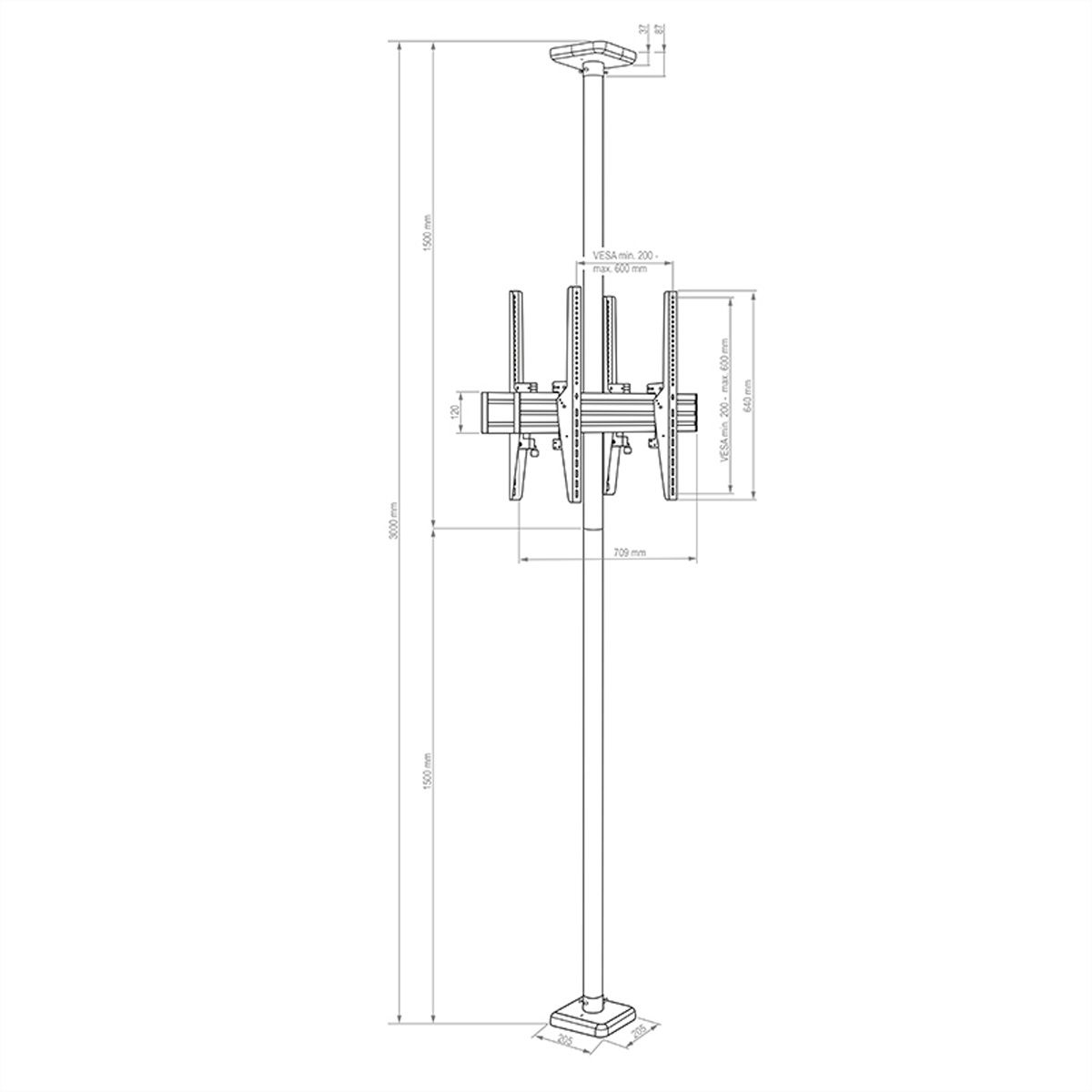 Hagor support plafond CPS Floor-Ceiling back-2-back, noir