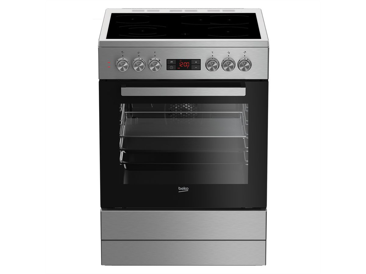 Beko Elektroherd FSM67320GXS Elektroherd mit Glaskeramik-Kochfeld