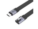 ROLINE Câble USB4 2.0 plat, C–C, M/M, un côté coudé à 90°, 8K UHD-2, 80Gbit/s, 240W, noir, 0,8 m