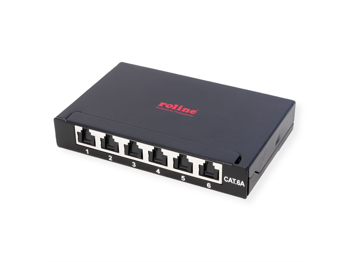 ROLINE Mini panneau Cat.6A/ClassEA 6 ports, 0,5U, blindé, noir