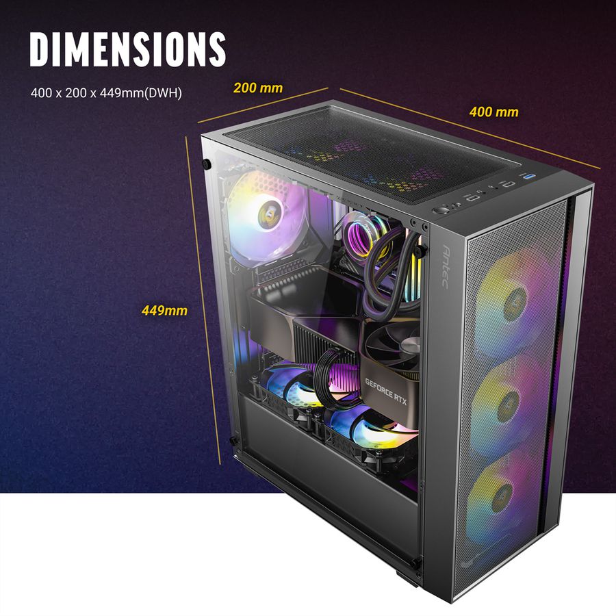 ANTEC AX65 ARGB Boîtier PC Midi Tower Gaming ATX, noir
