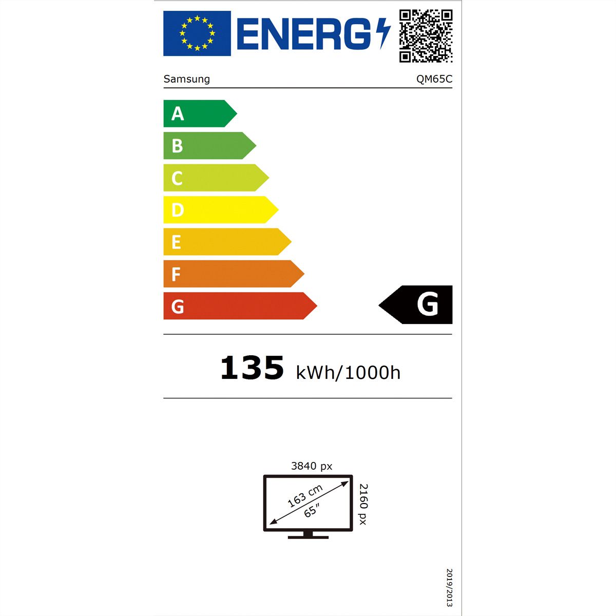 Samsung Digital Signage Display QM65C, 65'' 24/7, UHD 500cd/m²