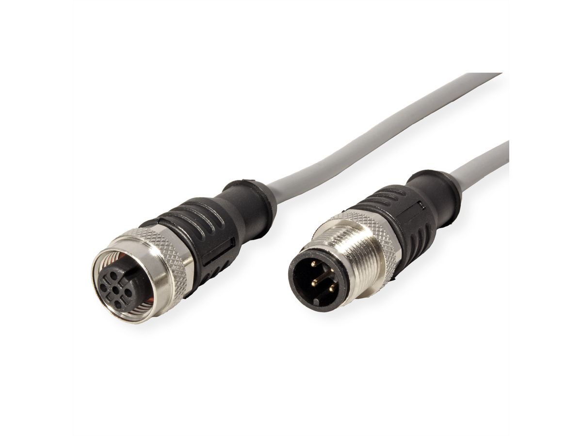 METZ CONNECT M12 Sensor-/Aktorleitung, A-kodiert, M12 Stecker gerade - M12 Buchse gerade, grau, 10 m