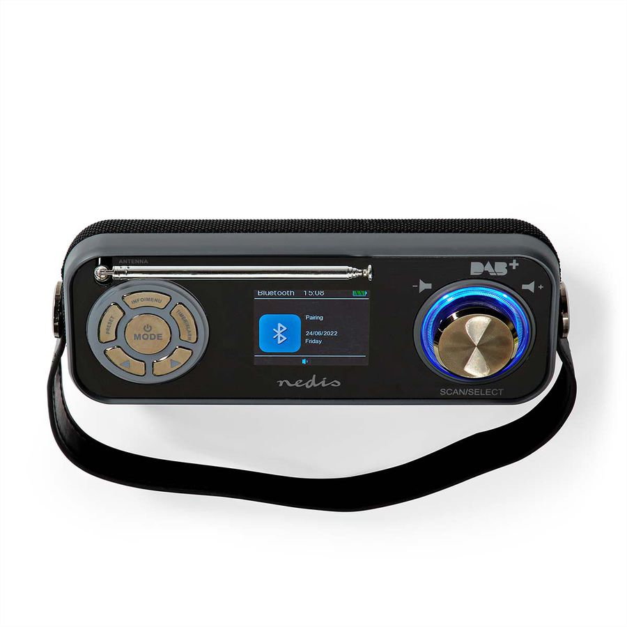 Nedis DAB+ Radio Tischradio, schwarz, Bluetooth, Akku