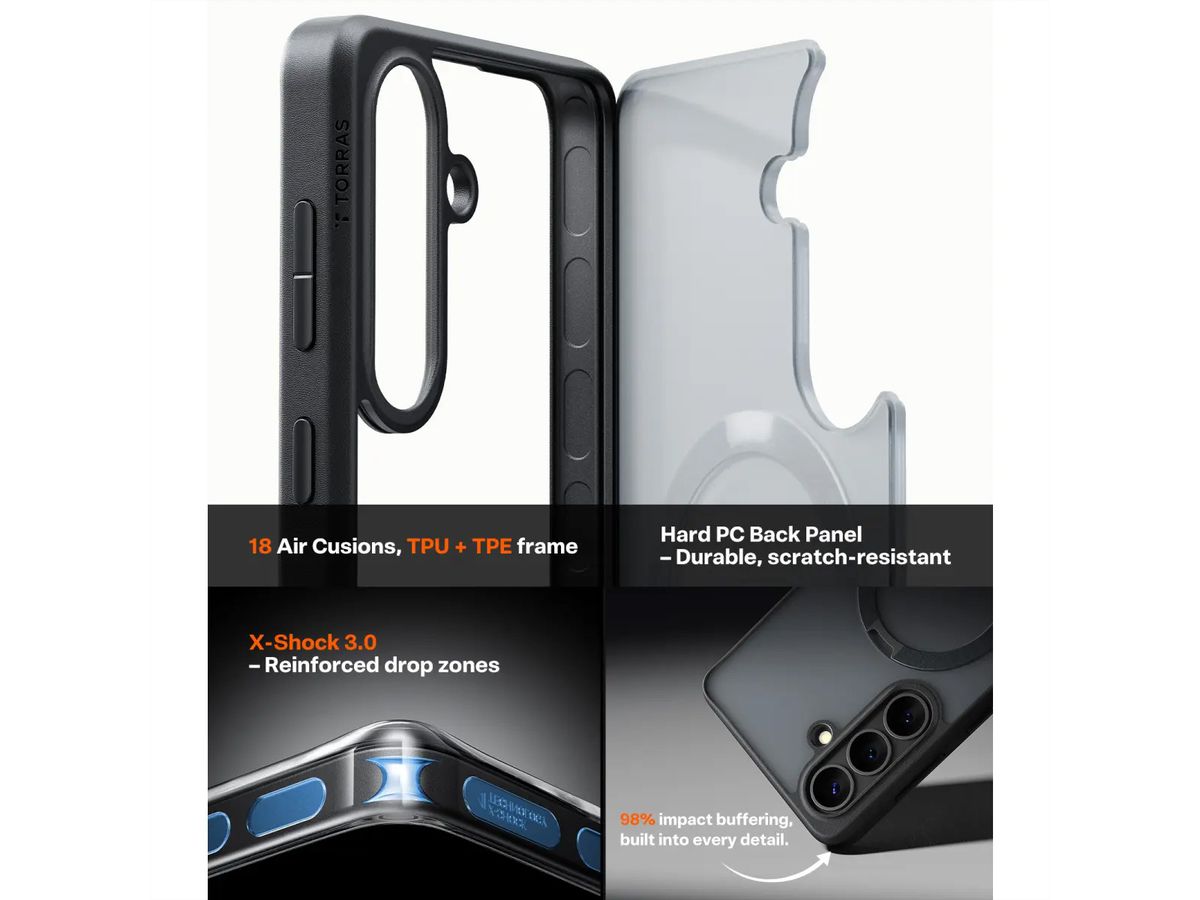 Torras Ostand 360° Spin Case, Galaxy S26, noir