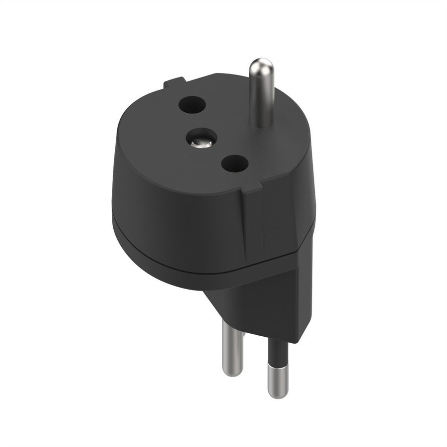 Adaptateur fixe D, prise de sécurité/CH, 3 pôles, T12, noir