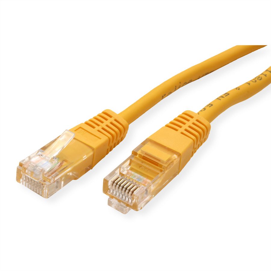 Cordon ROLINE Cat.5e (Classe D) UTP confectionné, PoE, jaune, 0,5 m
