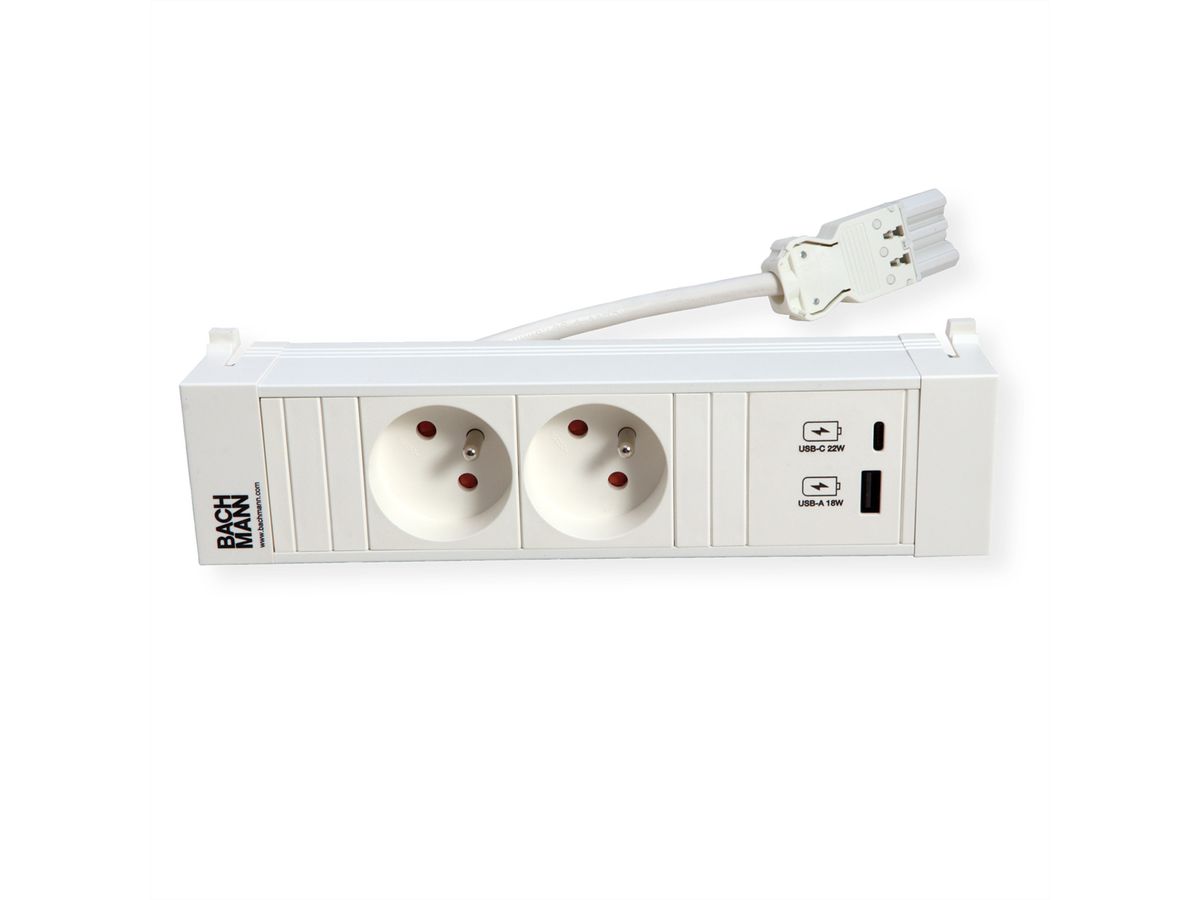 BACHMANN POWER FRAME 2xUTE 1xUSB A/C 22W 0,2m GST18