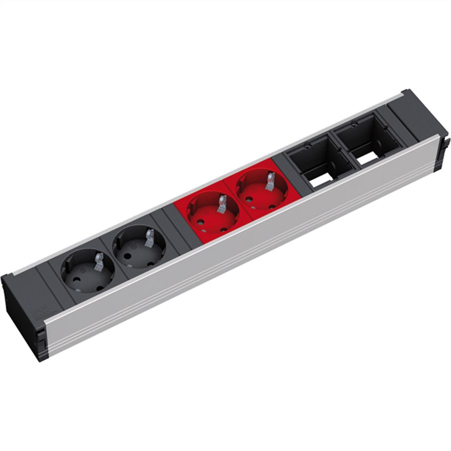 BACHMANN CONI 2xCEE7/3 2xCEE7/3 rt, Schutzkontakt 2xschwarz+2xrot