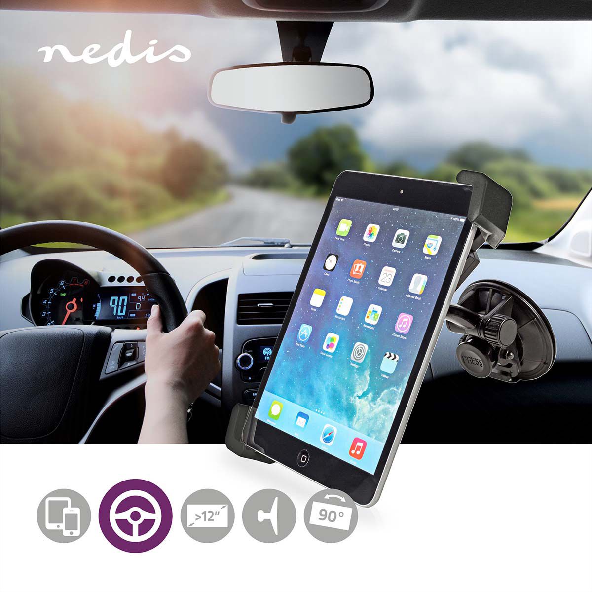Nedis Kfz-Tablethalterung 12", Fenster, Kopfstütze, einstellbar