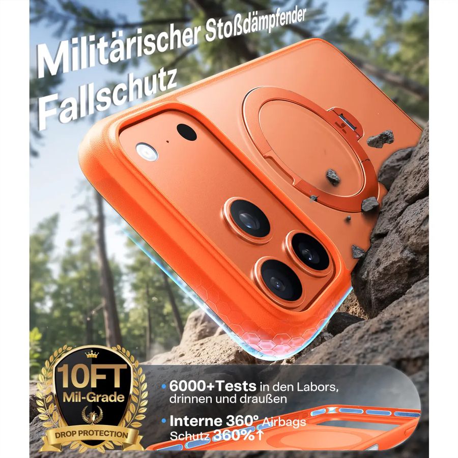 Torras UPRO Ostand Spin Schutzhülle, iPhone 17 Pro Max, MagSafe, orange